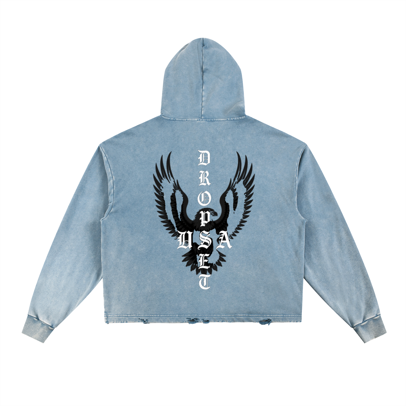 Vintage Washed Frayed-Hem Hoodie